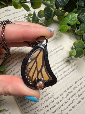 Butterfly Wing and Sunstone Necklace
