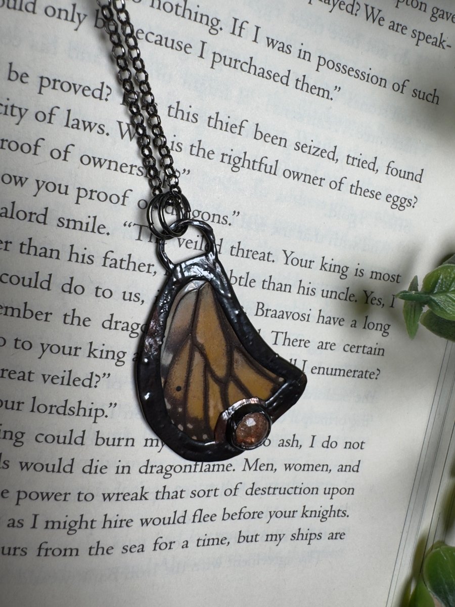 Butterfly Wing and Sunstone Necklace