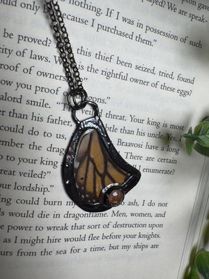 Butterfly Wing and Sunstone Necklace