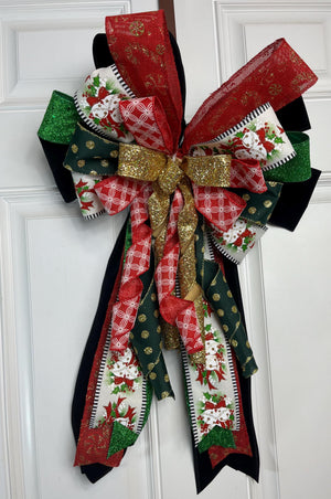 Red & Green Plaid Christmas Bow | Wreath Decor by Bouge Creations, view 5