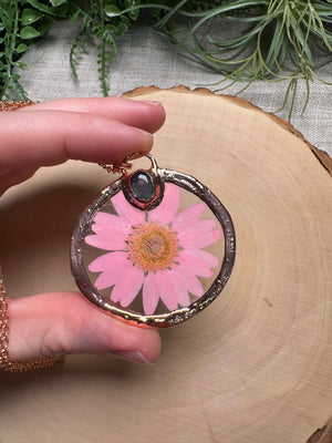 Camellisse- Rose Quartz and Flower Necklace