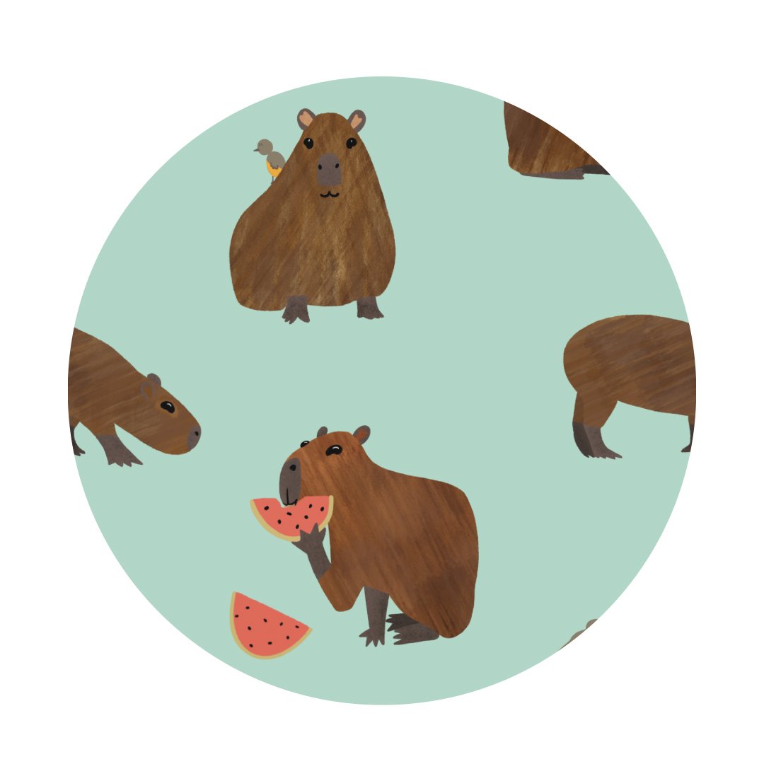 Additional view of Capybara bamboo baby zip pajamas with hand drawn animal print