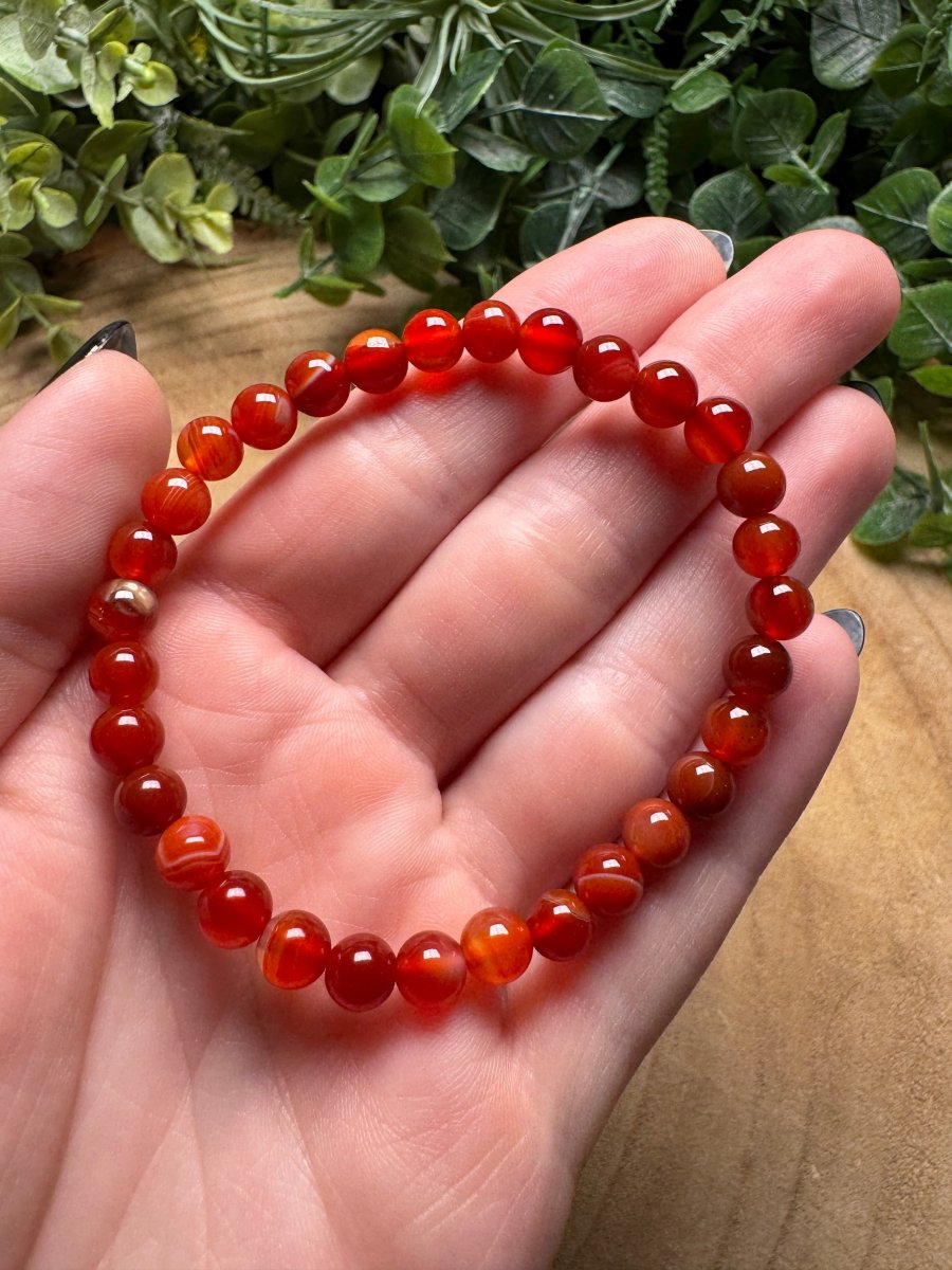 Carnelian Beaded Bracelet with 6mm Beads