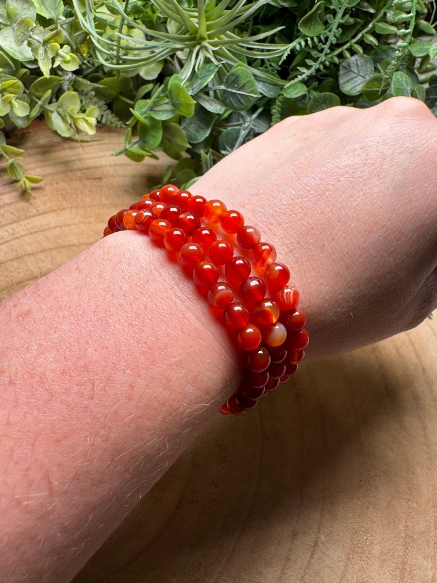 Carnelian Beaded Bracelet with 6mm Beads