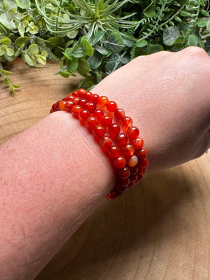 Carnelian Beaded Bracelet with 6mm Beads