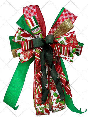 Christmas Holly Bow | Red & Green Wreath Decor by Bouge Creations, view 2