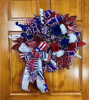 Red, White & Blue 4th of July Wreath | Front Door Decor by Bouge Creations, view 2