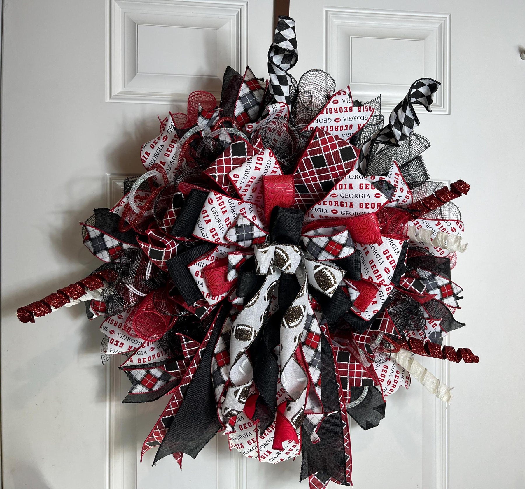 Red & Black Sports Team Wreath | Game Day Door Decor by Bouge Creations, view 5