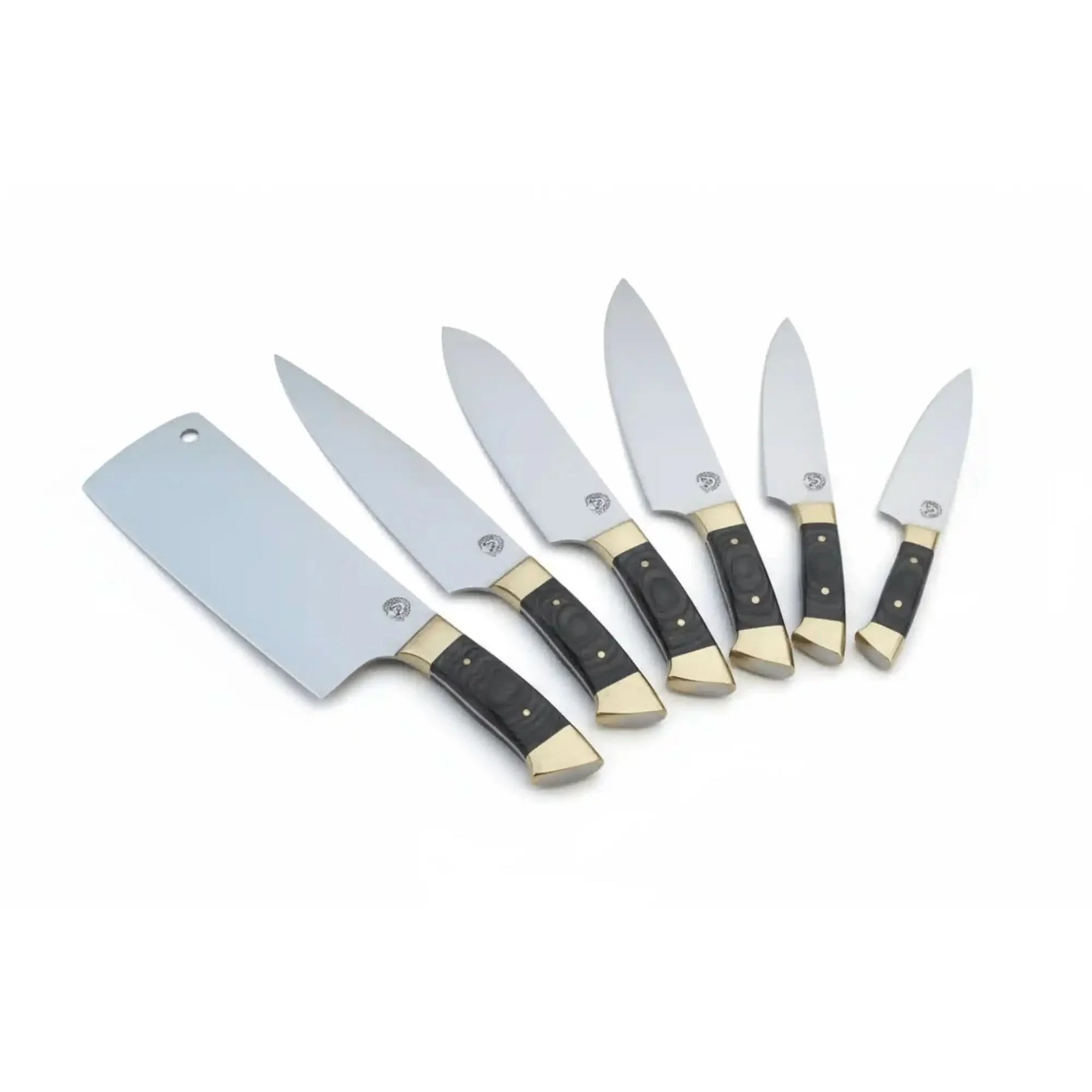 Handmade stainless steel steel knife with leather handle on dark surface