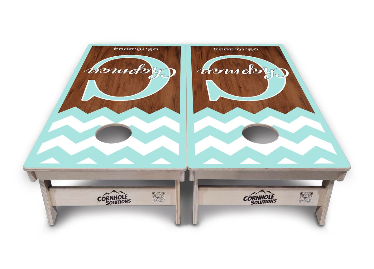 Mint Chevron Cornhole Boards – Tournament Series