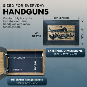 Chicken Farm Hidden Gun Safe - Handcrafted Gun Concealment Decor - Hidden Gun Shelf with Magnetic Lock for Quick Access - Hidden Wall Safe for Secure Storage - Made in USA