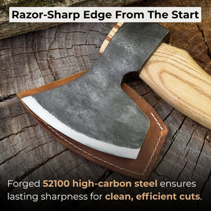 Chopping Axe with Leather Back Carry Pouch, 1.05 kg (2.2 lb)