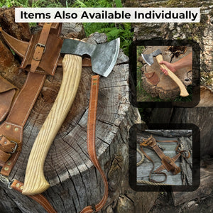 Chopping Axe with Leather Back Carry Pouch, 1.05 kg (2.2 lb)