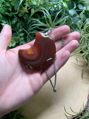 Chunky Red Agate Moon Necklace