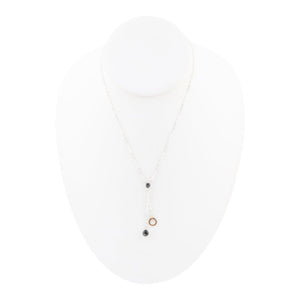 Circle Two-Toned Grey Labradorite Sterling Silver Necklace