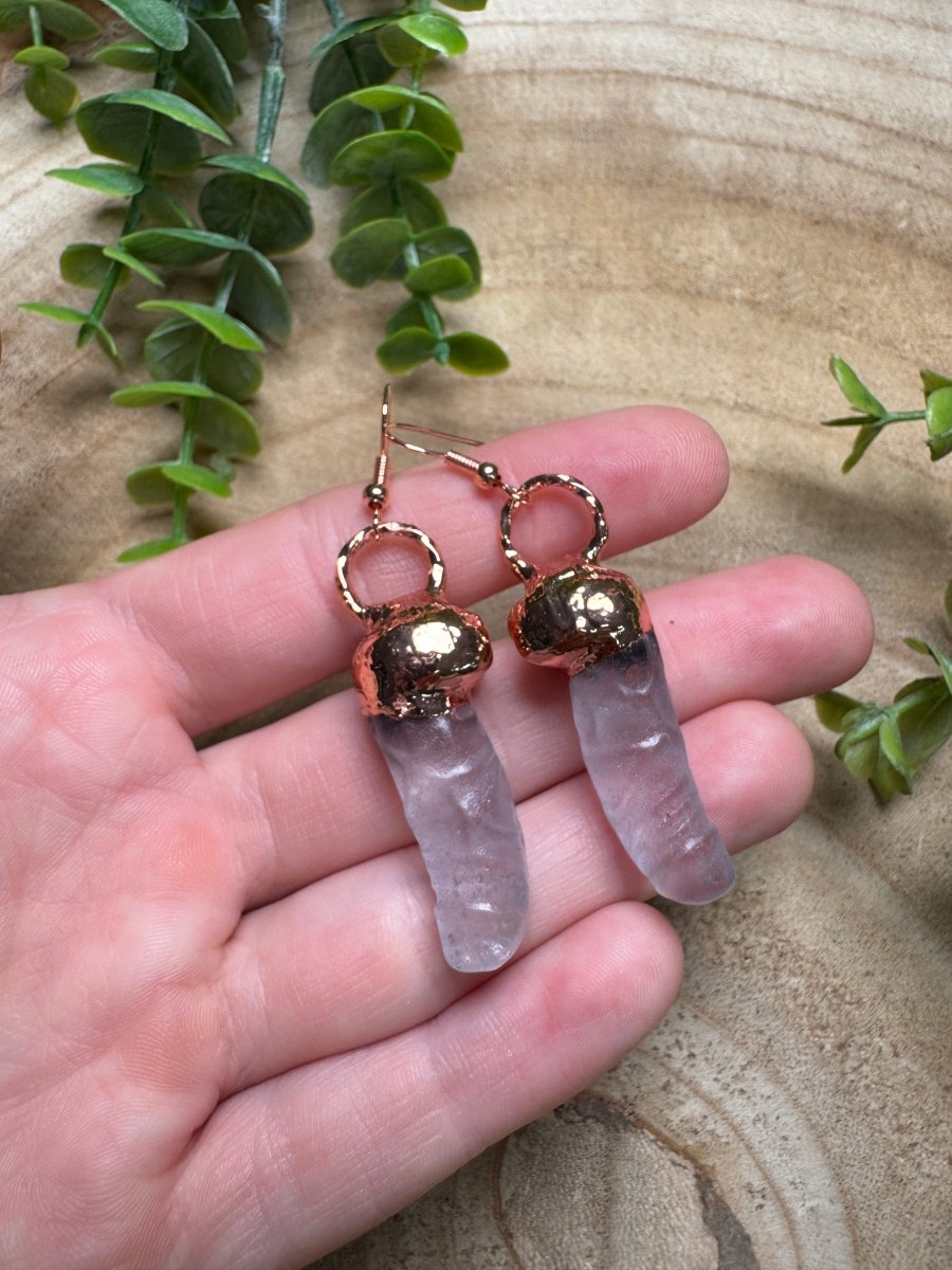 Clear Quartz Penis Earrings
