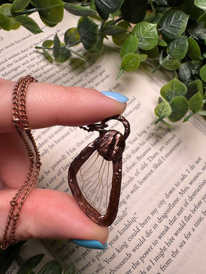 Coffee Cicada Fairy Necklace