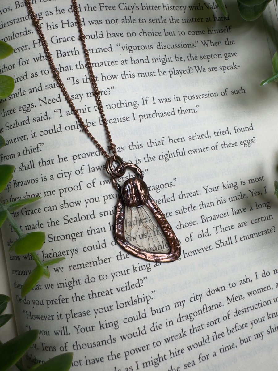 Coffee Cicada Fairy Necklace