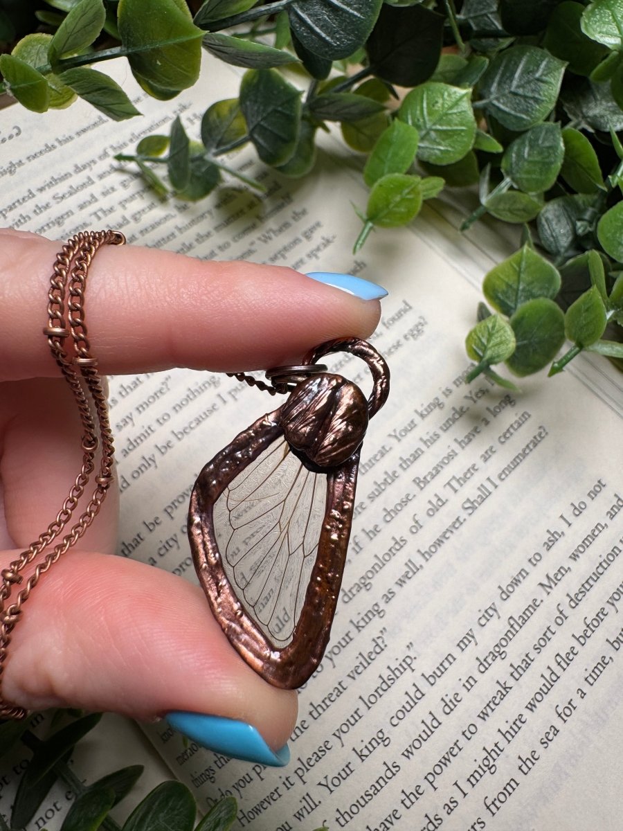 Coffee Cicada Fairy Necklace