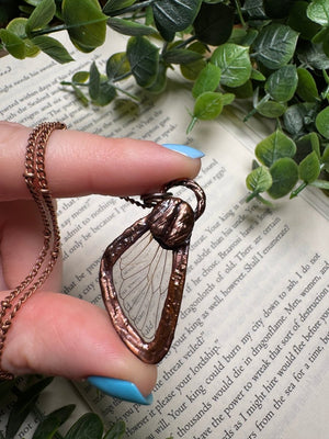 Coffee Cicada Fairy Necklace