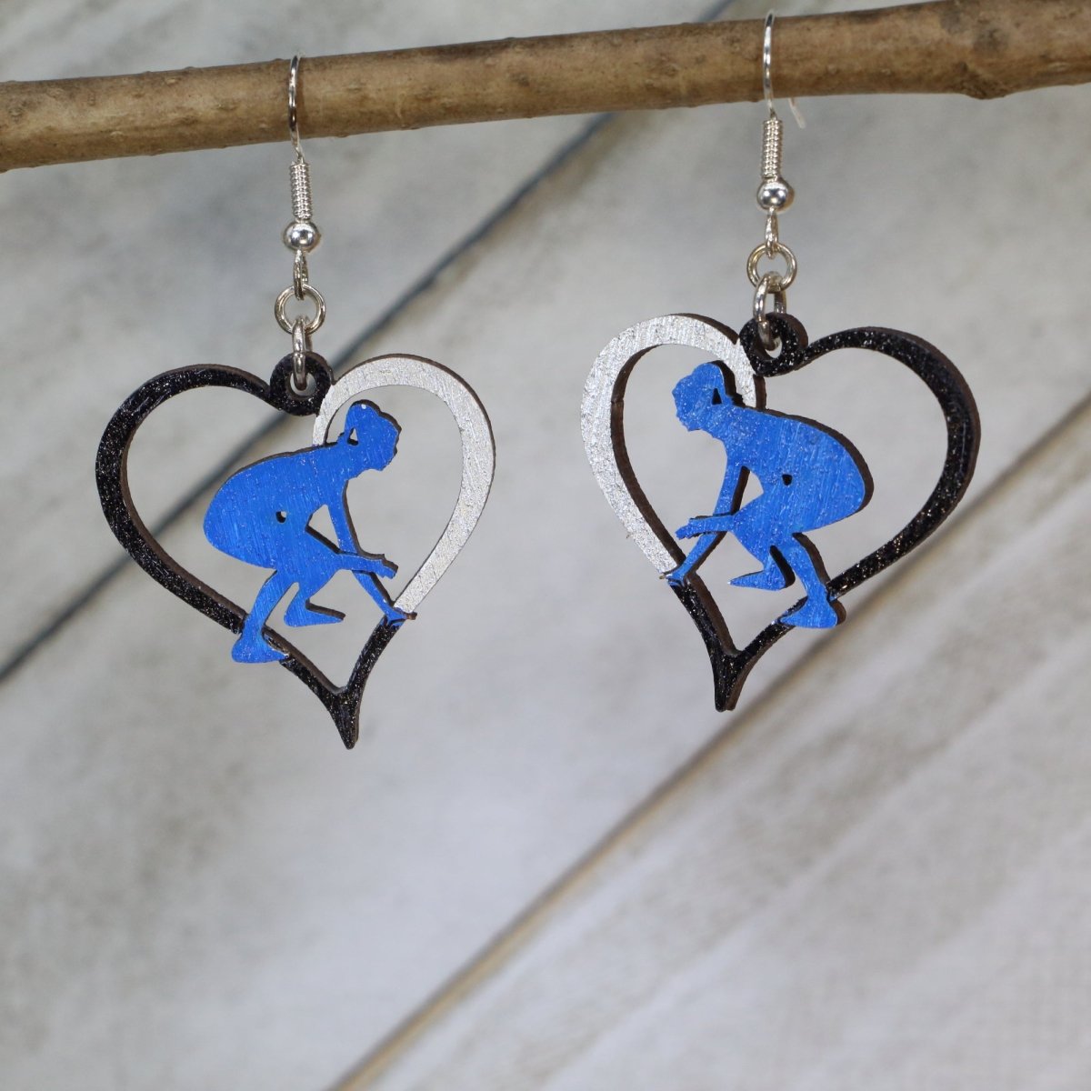 Woman Wrestler Wooden Earrings | Girls Wrestling Jewelry