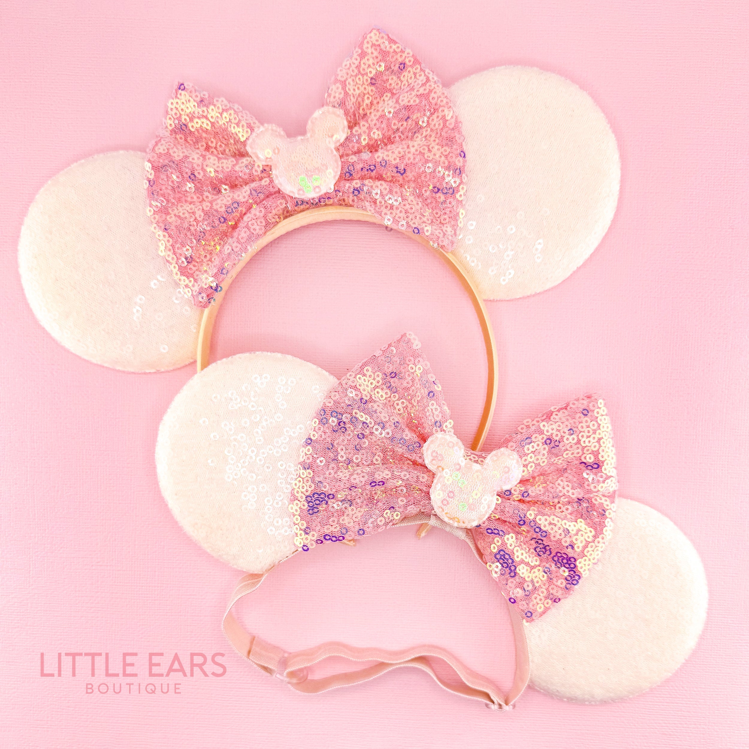 Coral & Cream Mommy & Me Mickey Ears
