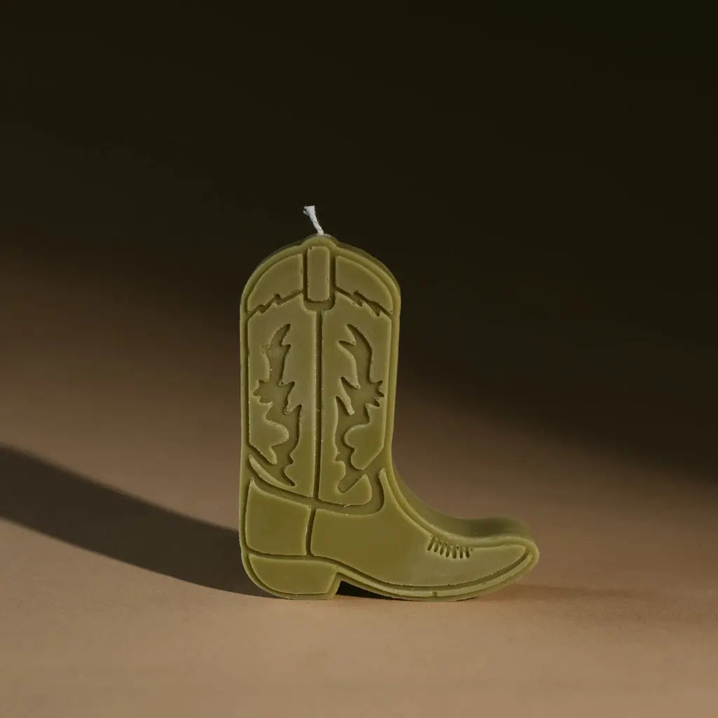 cowboy boot shape candles gold + ivy