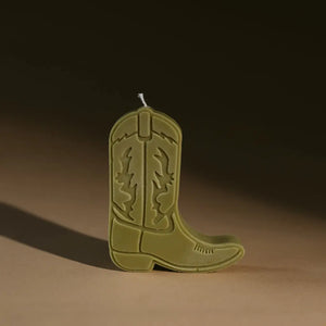 cowboy boot shape candles gold + ivy