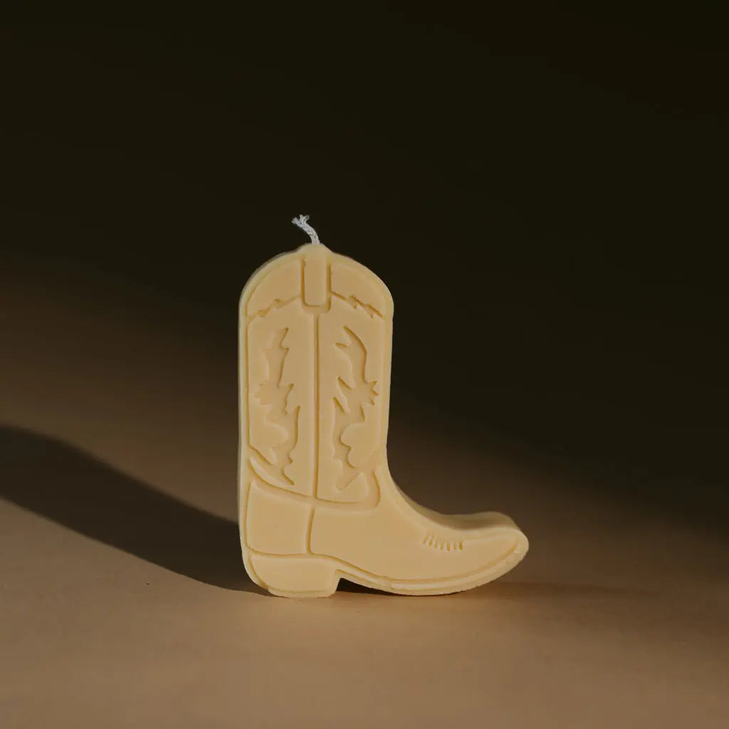 cowboy boot shape candles gold + ivy