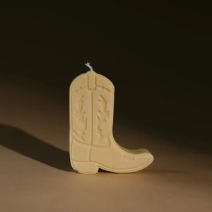 cowboy boot shape candles gold + ivy