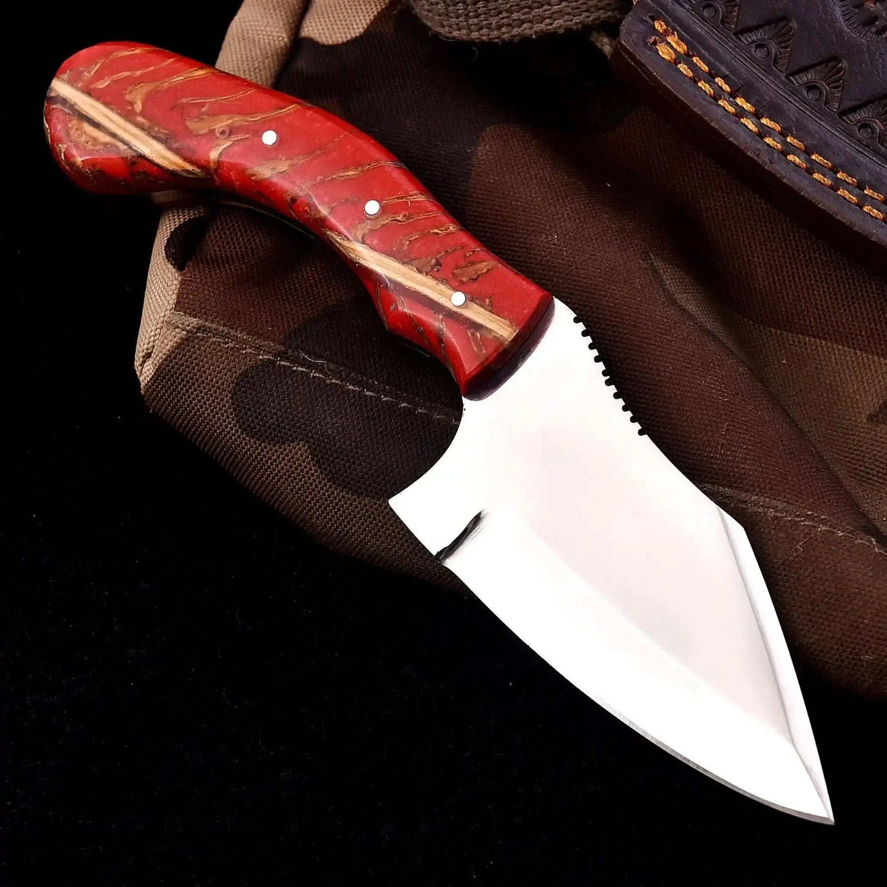 Pinecone Handle Fixed Blade Knife – 4” Stainless Steel Blade | JW SteelCrafts by JW SteelCrafts