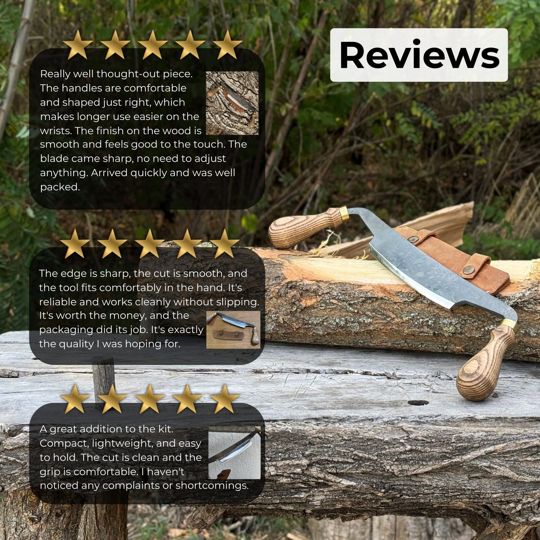 Curved Draw Knife (Push/Pull Shave), 14.5 cm (5.7 inch) Cutting Edge