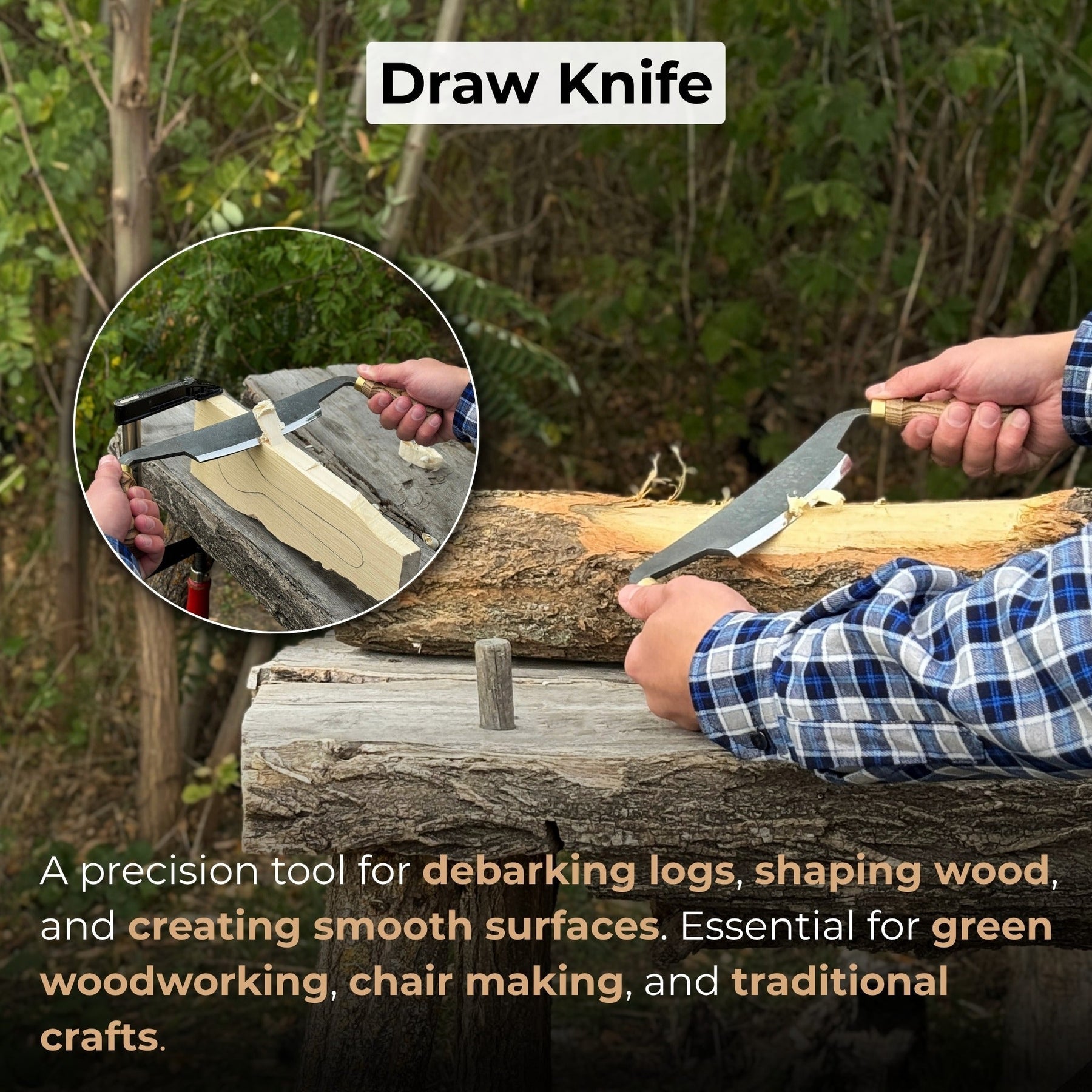 Curved Draw Knife (Push/Pull Shave), 14.5 cm (5.7 inch) Cutting Edge