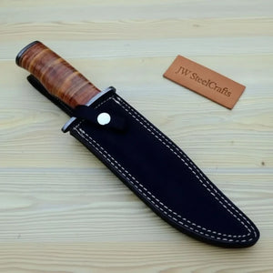 Custom Damascus Utility Bowie Knife Handmade