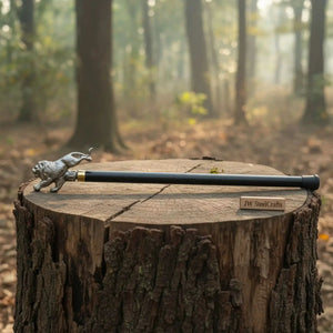 Full-length damascus steel replica sword with premium handle on dark background