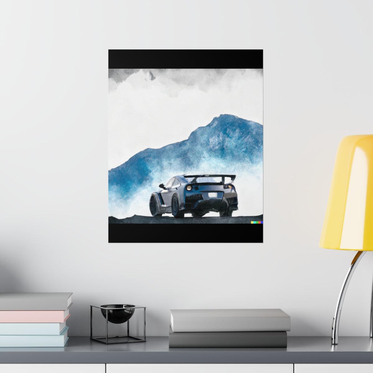 Nissan GTR water color Matte Vertical Posters
