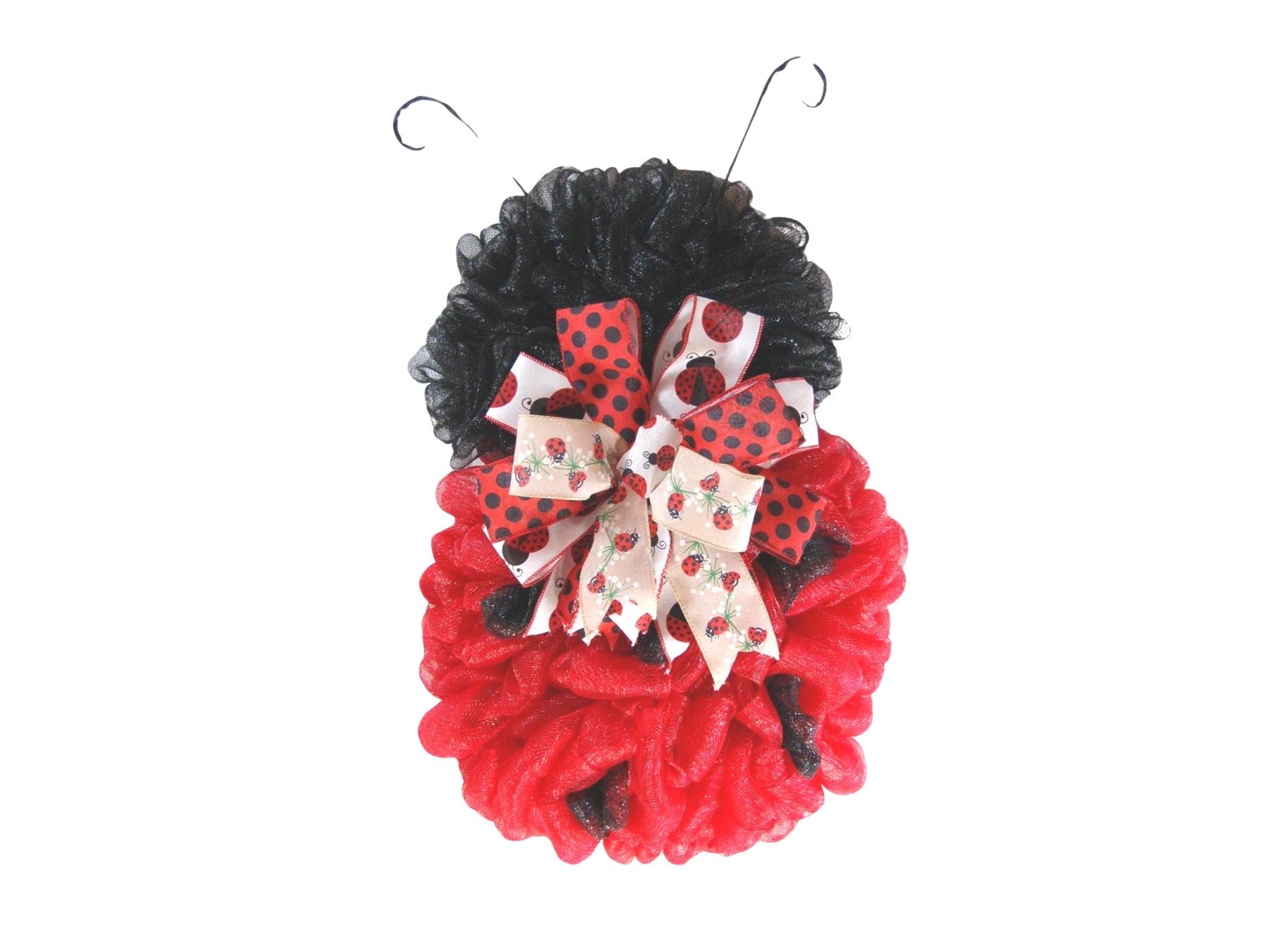 Ladybug Mesh Door Decor | Red & Black Porch Accent by Bouge Creations, view 5