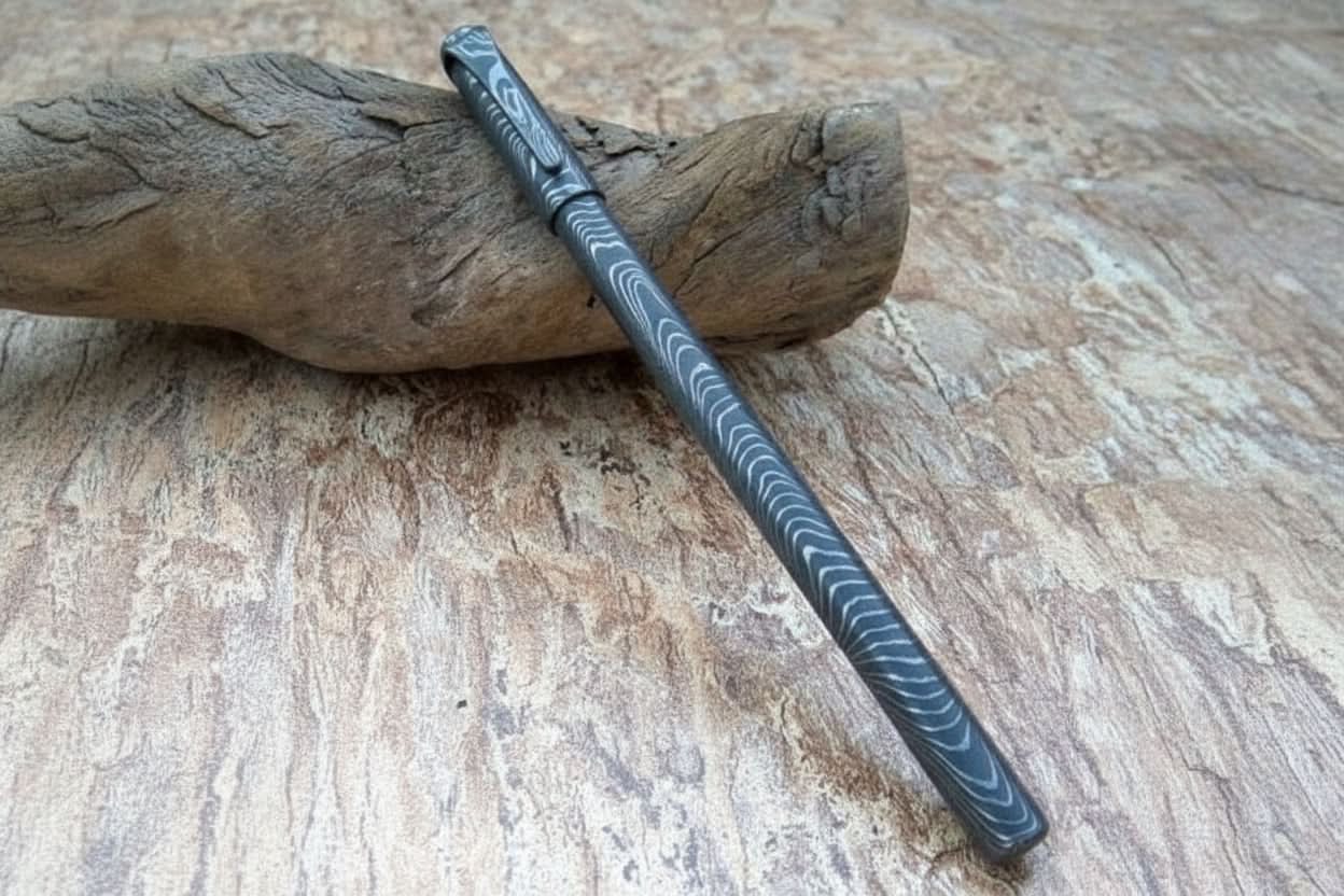 Damascus Knife Handmade - 06'' Damascus steel Ball point DE-0084 by JW SteelCrafts, Damascus knife detail photo 2