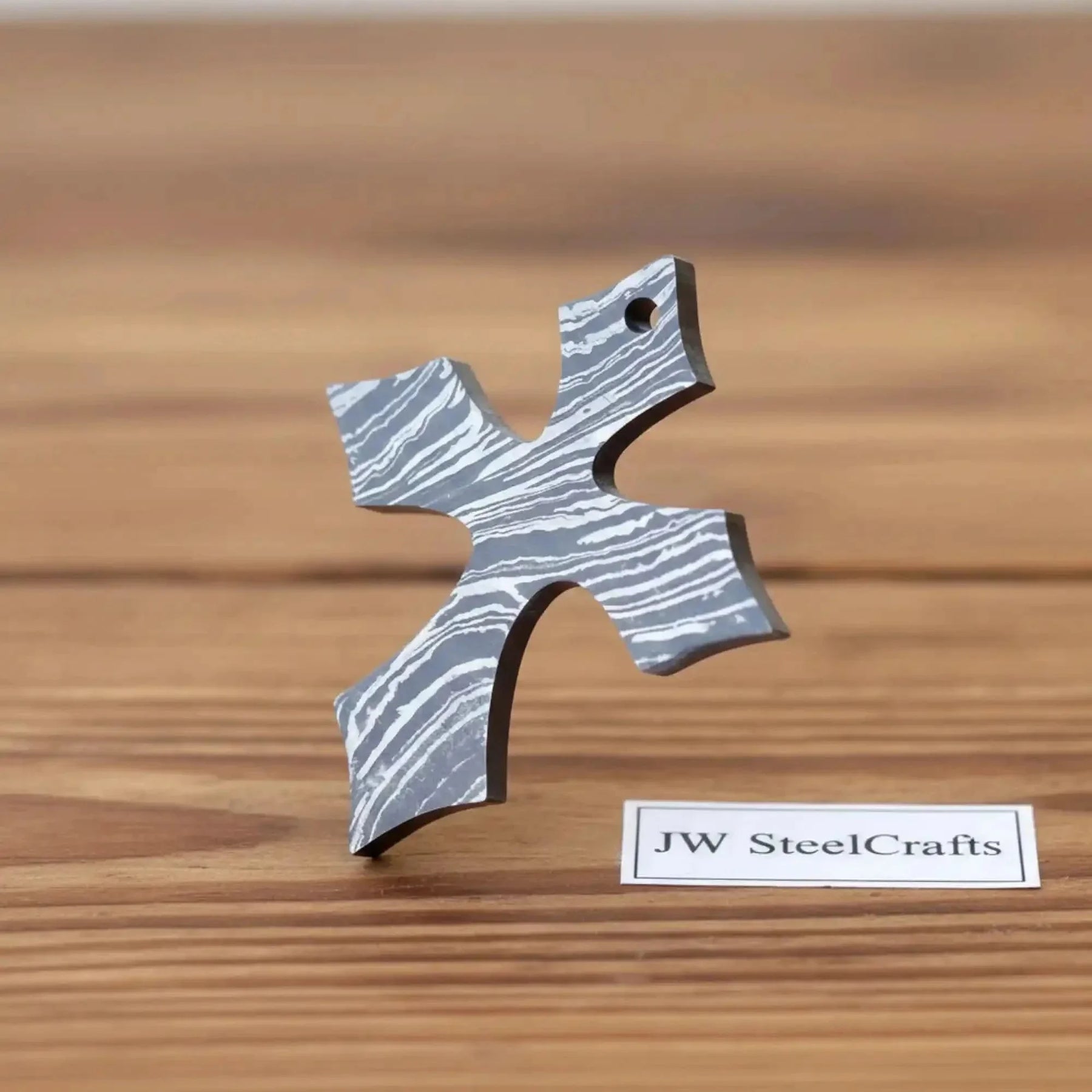 Damascus Gothic Cross Pendant with Flared Pattée Arms