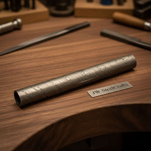 10 Inch Damascus Steel Round Bar Rod for Rings Pens Buckles Jewelry Making by JW SteelCrafts