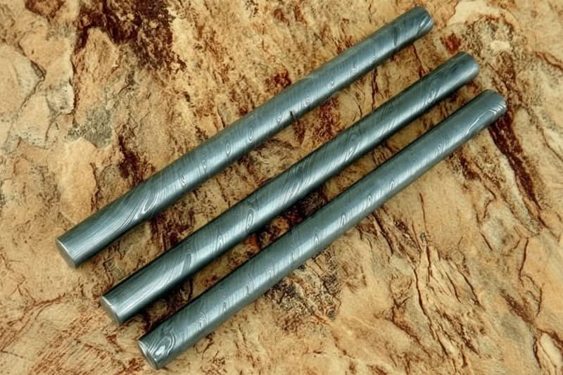 3 Piece Damascus Steel Rod Set 10 Inch Round Bars for Ring Making by JW SteelCrafts