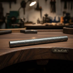 Damascus Steel Round Billet Rod For  Guard , Rings And Jewelery Making/ Raw Materials for Jewelery DK-0126 by JW SteelCrafts