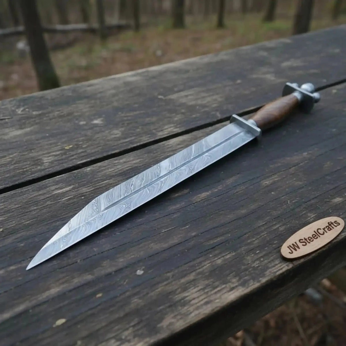 Norseman's Gladius Seax 18" Handmade Full Damascus Steel Langseax Blade by JW SteelCrafts