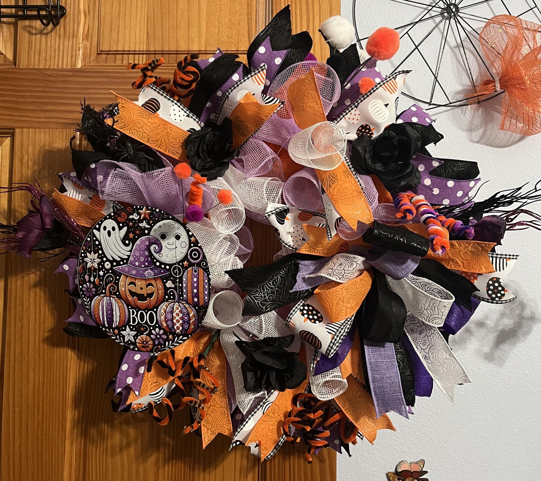 Halloween Front Door Wreath | Ghosts, Pumpkins & Bows by Bouge Creations, view 7