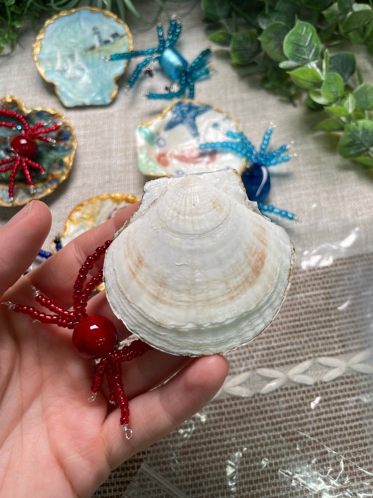 Decoupage Shell and Beaded Crab Set