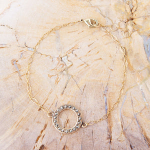Delicate Stones Line Bronze Bracelet