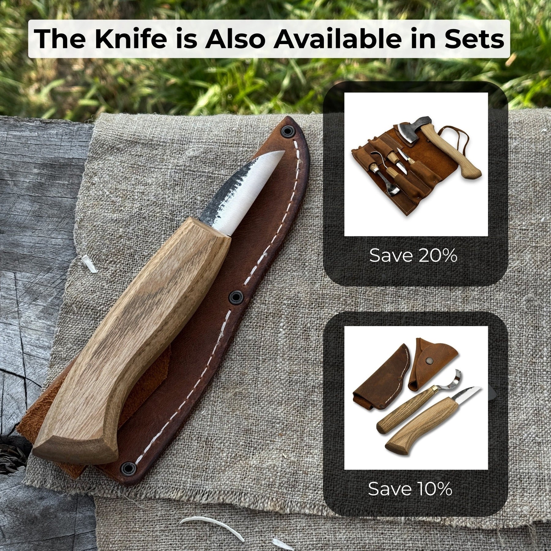 Detail Wood Carving Knife with Leather Sheath, Blade 5 cm (1.97 inches)