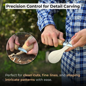 Detail Wood Carving Knife with Leather Sheath, Blade 5 cm (1.97 inches)