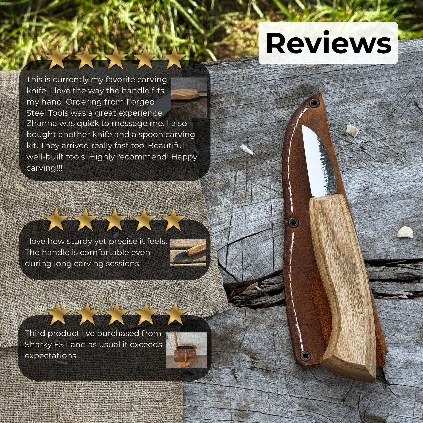 Detail Wood Carving Knife with Leather Sheath, Blade 5 cm (1.97 inches)