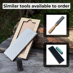 Diamond Sharpening Stone with Wooden Stand – 600 Grit for Knives & Tools